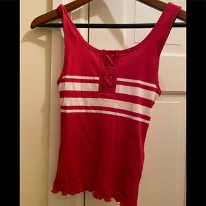 red and white tank top